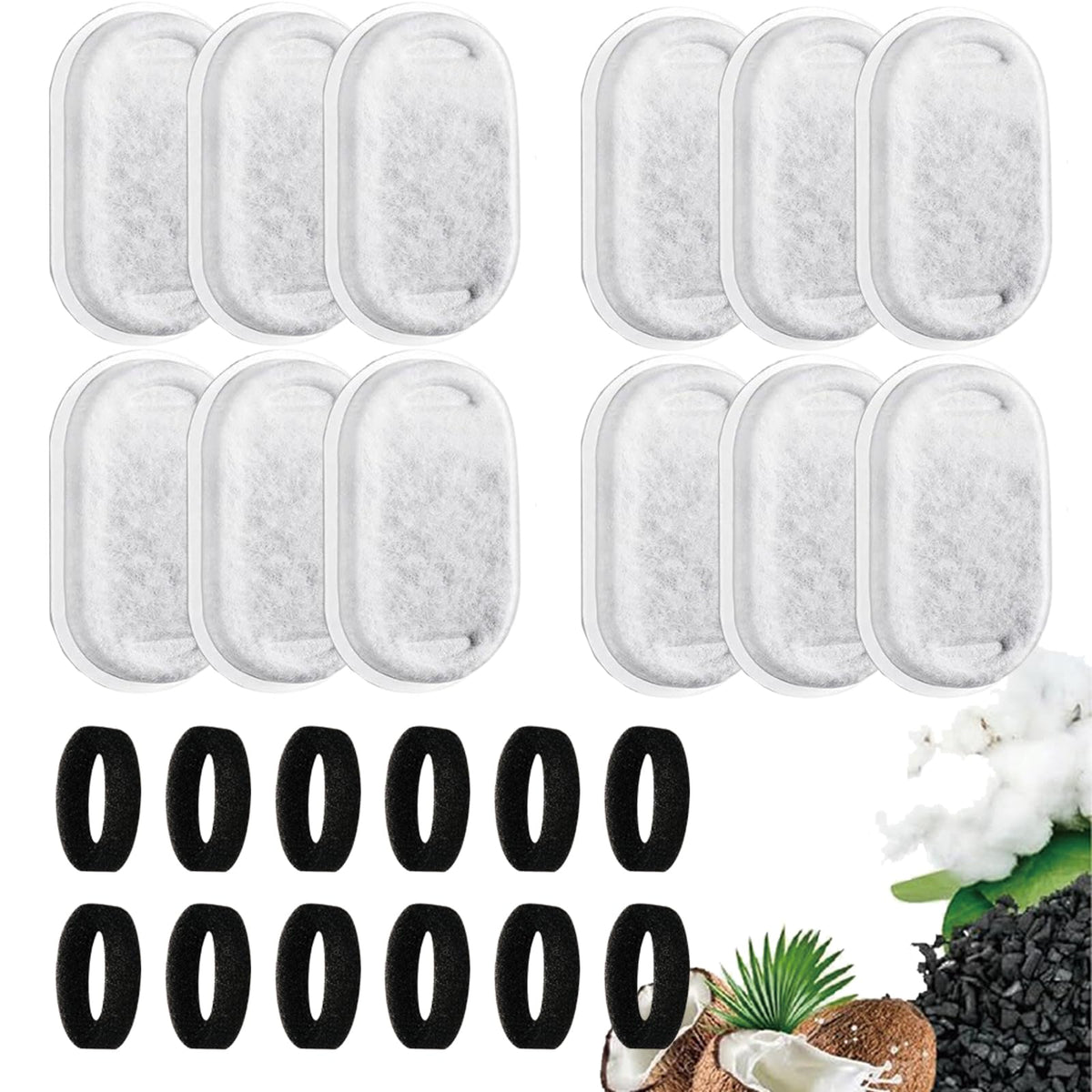 Cat Water Fountain Filters24Pack Cat Fountain Replacement Filters for Stainless Steel 108oz/3.2L& 67oz/2L Automatic Pet Water Dispenser FountianDog Water Fountain Filters(12Filters&12Sponges)
