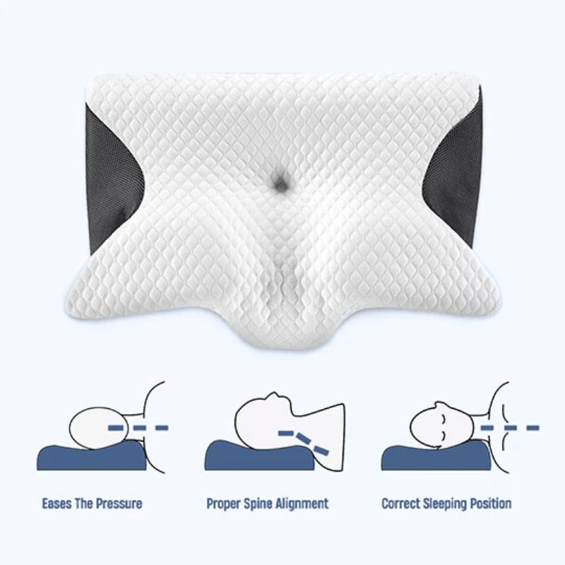 ComfortEase | Ergonomic Pillow with Memory Foam & Butterfly Design | Ideal Support for Side Sleepers and Neck Pain Relief 8