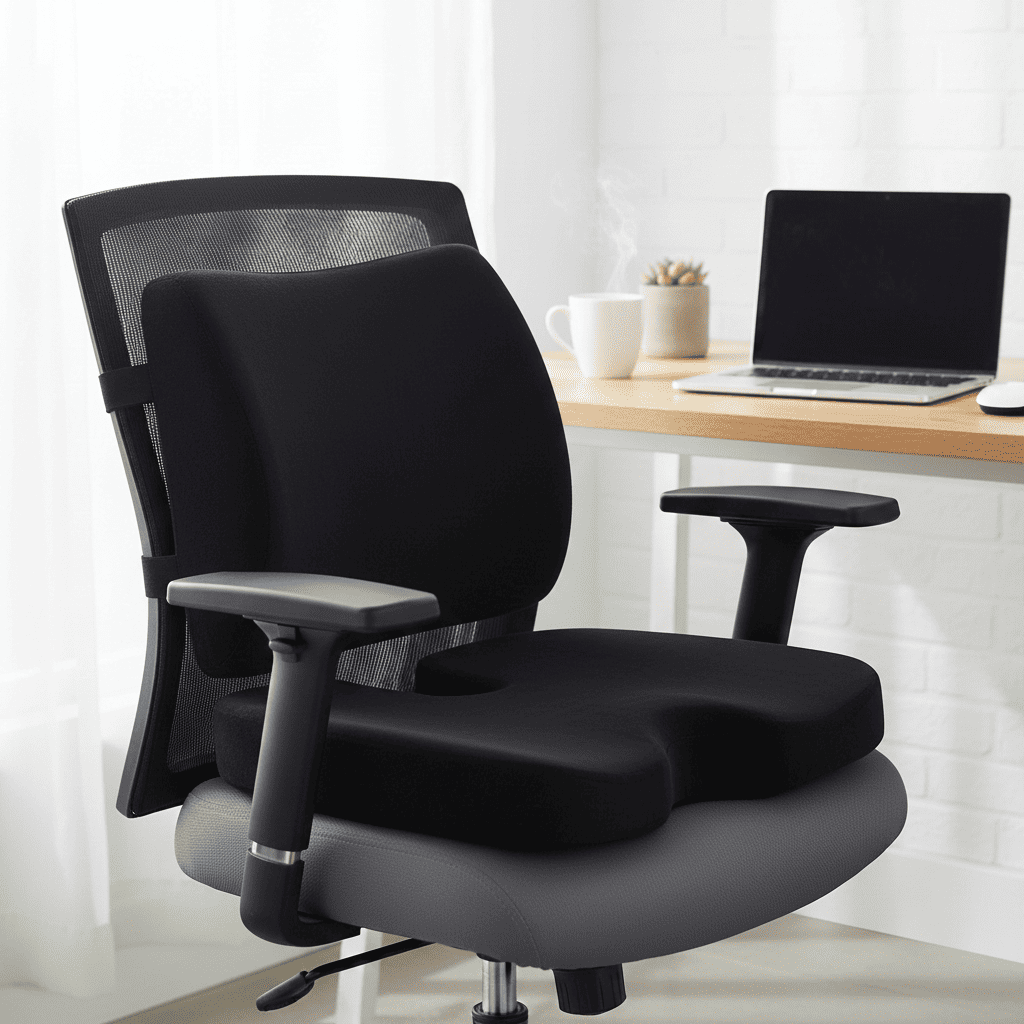 Comfort Relief | Seat Cushion & Lumbar Pillow Set with Memory Foam | Ergonomic Design for Back Pain Relief 6