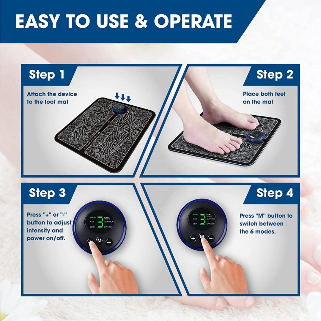 Revitalizing EMS Foot Massager Mat with Custom Intensity Settings for Pain Relief 7