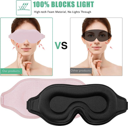 3D Sleep Mask Set | Eye Mask Sleep with Adjustable Strap & Earplugs | Complete Blackout for Restful Sleep 2