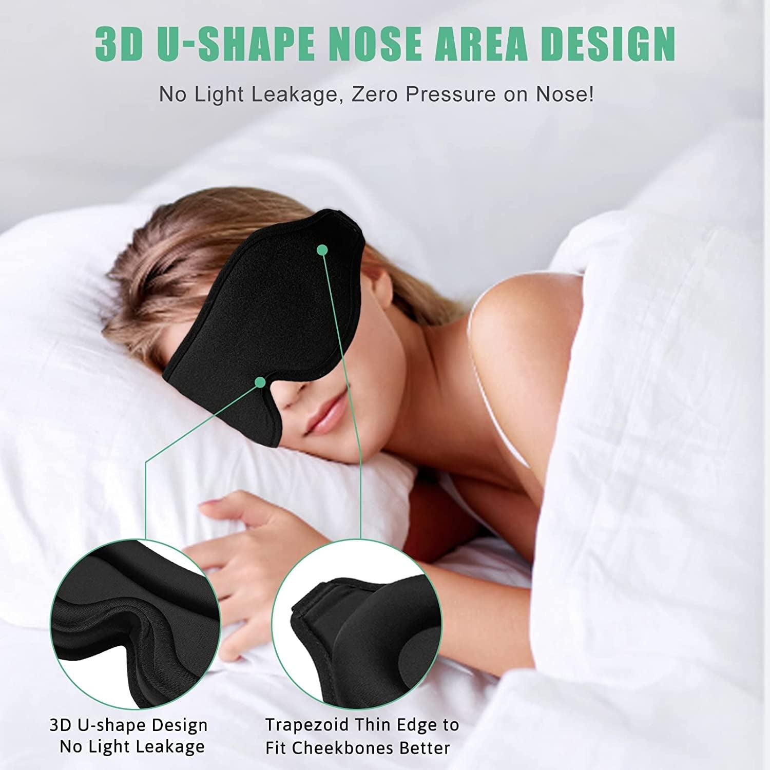 3D Sleep Mask Set | Eye Mask Sleep with Adjustable Strap & Earplugs | Complete Blackout for Restful Sleep 4