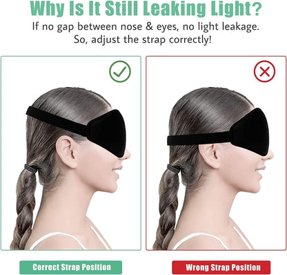 3D Sleep Mask Set | Eye Mask Sleep with Adjustable Strap & Earplugs | Complete Blackout for Restful Sleep 5