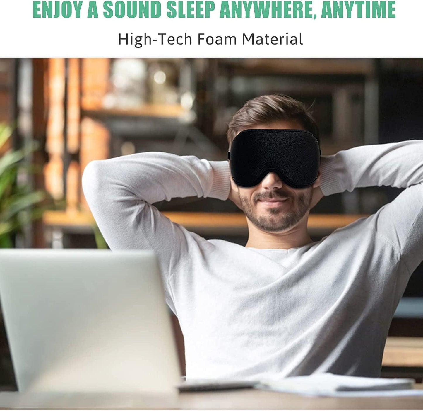 3D Sleep Mask Set | Eye Mask Sleep with Adjustable Strap & Earplugs | Complete Blackout for Restful Sleep 6