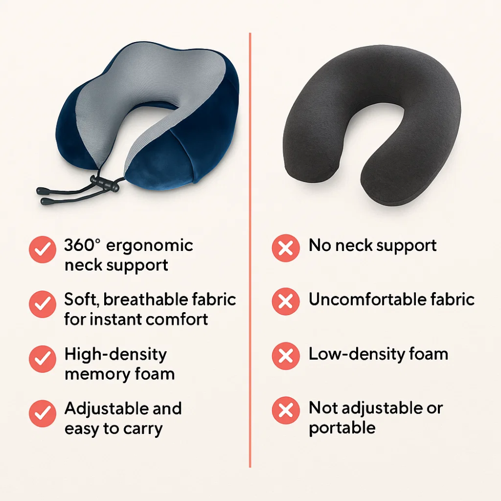 AirRest | Memory Foam Travel Pillow with Ergonomic Design | Ultimate Comfort for Travel 4