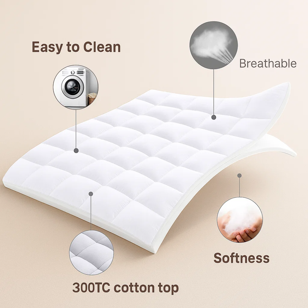 CloudLift | Cooling Mattress Topper with Gel Infusion | Enhanced Comfort for Back Pain Relief 7