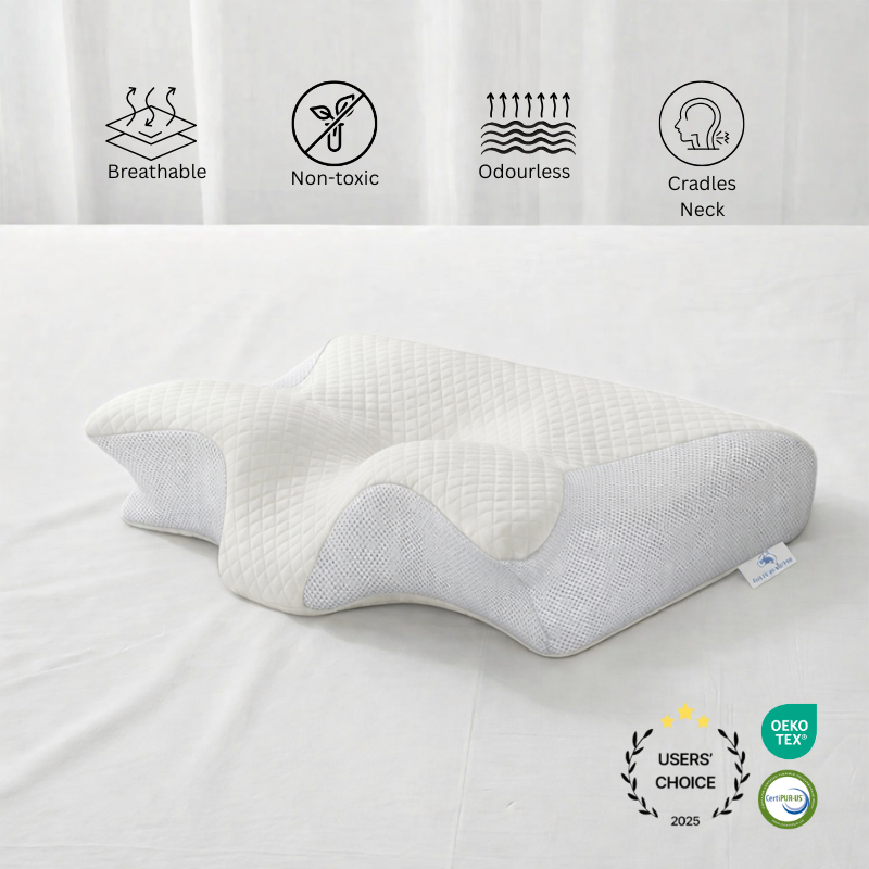 ComfortEase | Ergonomic Pillow with Memory Foam & Butterfly Design | Ideal Support for Side Sleepers and Neck Pain Relief 1