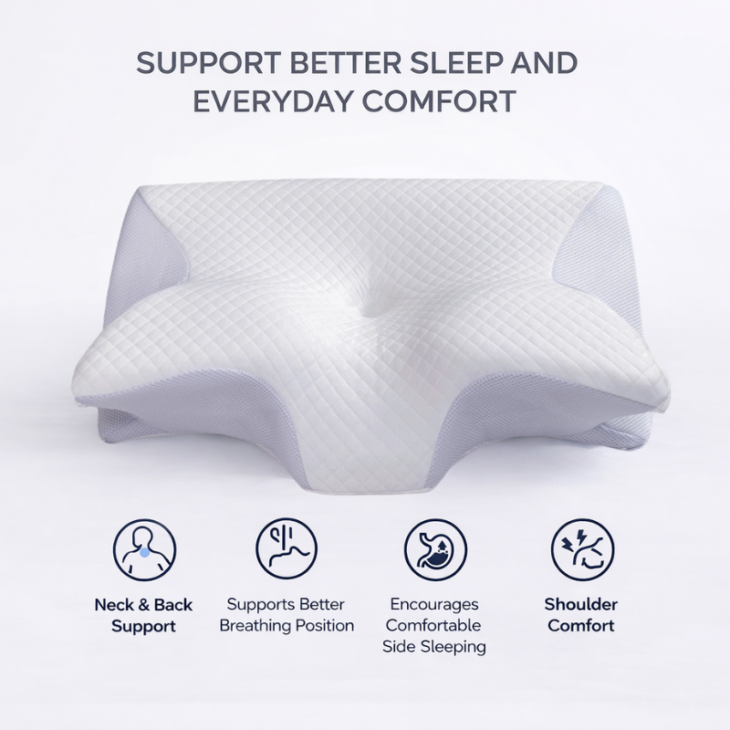 ComfortEase | Ergonomic Pillow with Memory Foam & Butterfly Design | Ideal Support for Side Sleepers and Neck Pain Relief 2