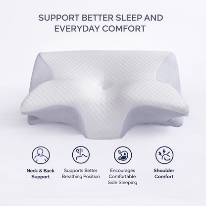 ComfortEase | Ergonomic Pillow with Memory Foam & Butterfly Design | Ideal Support for Side Sleepers and Neck Pain Relief 2