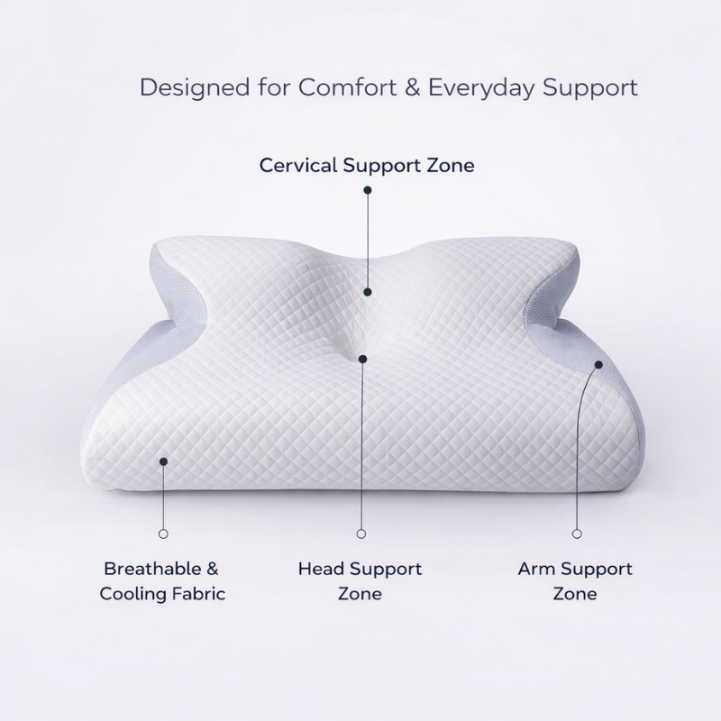 ComfortEase | Ergonomic Pillow with Memory Foam & Butterfly Design | Ideal Support for Side Sleepers and Neck Pain Relief 3