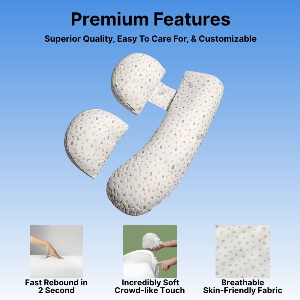 ComfortNest | U Shaped Pregnancy Pillow with Adjustable Filling | Ergonomic Design for Ultimate Comfort 2