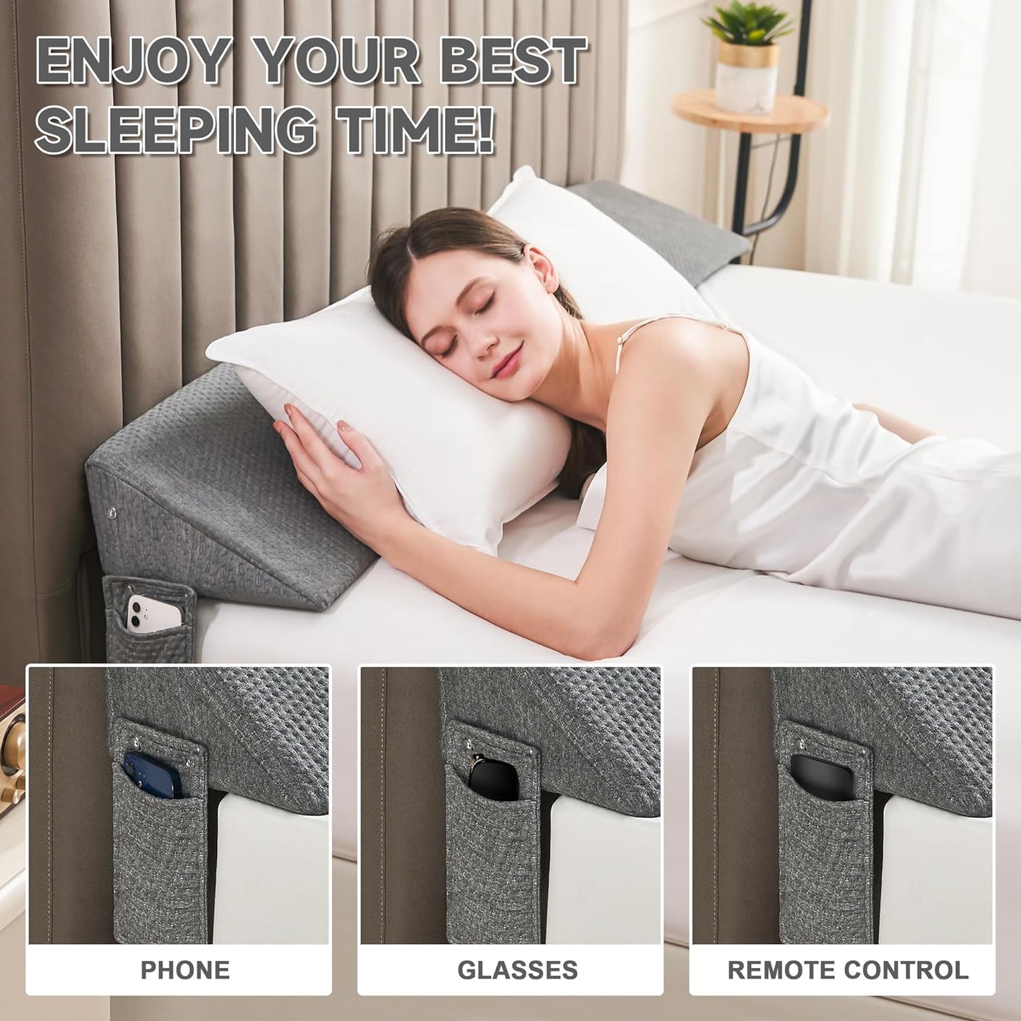 ComfortWedge | Gap Filler Pillow with Elevated Support for Better Sleep | Versatile Design for Twin, Queen, and King Beds 6