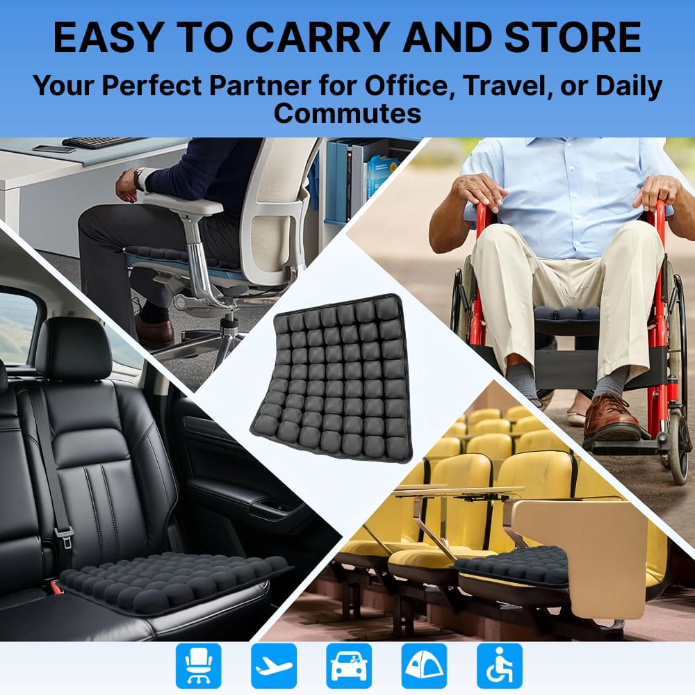Comfort Cushion | 3D Air Cell Inflatable Seat Cushion with Custom Firmness | Portable Design for Travel and Office 3
