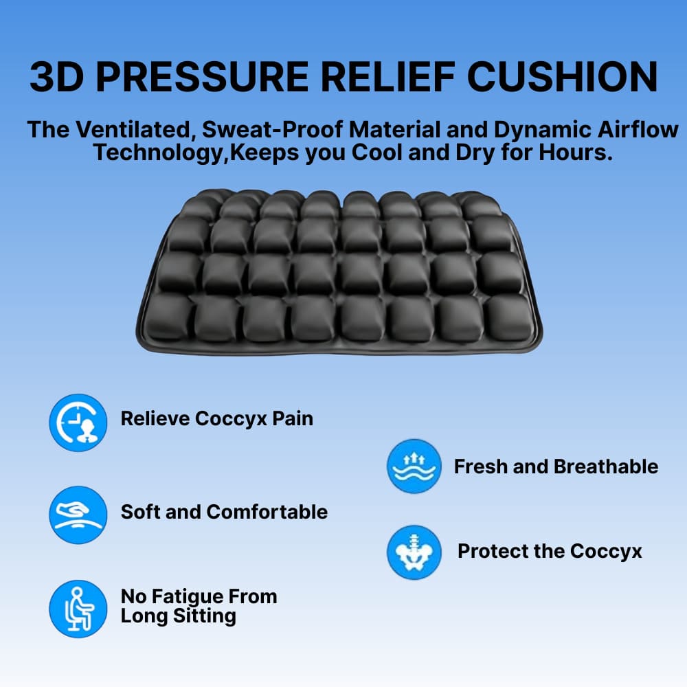 Comfort Cushion | 3D Air Cell Inflatable Seat Cushion with Custom Firmness | Portable Design for Travel and Office 6