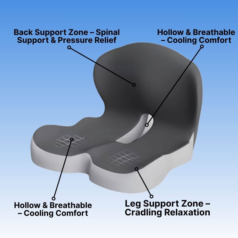 Comfort Cushion | Orthopedic Seat Cushion with Memory Foam | Ergonomic Design for All-Day Support 8