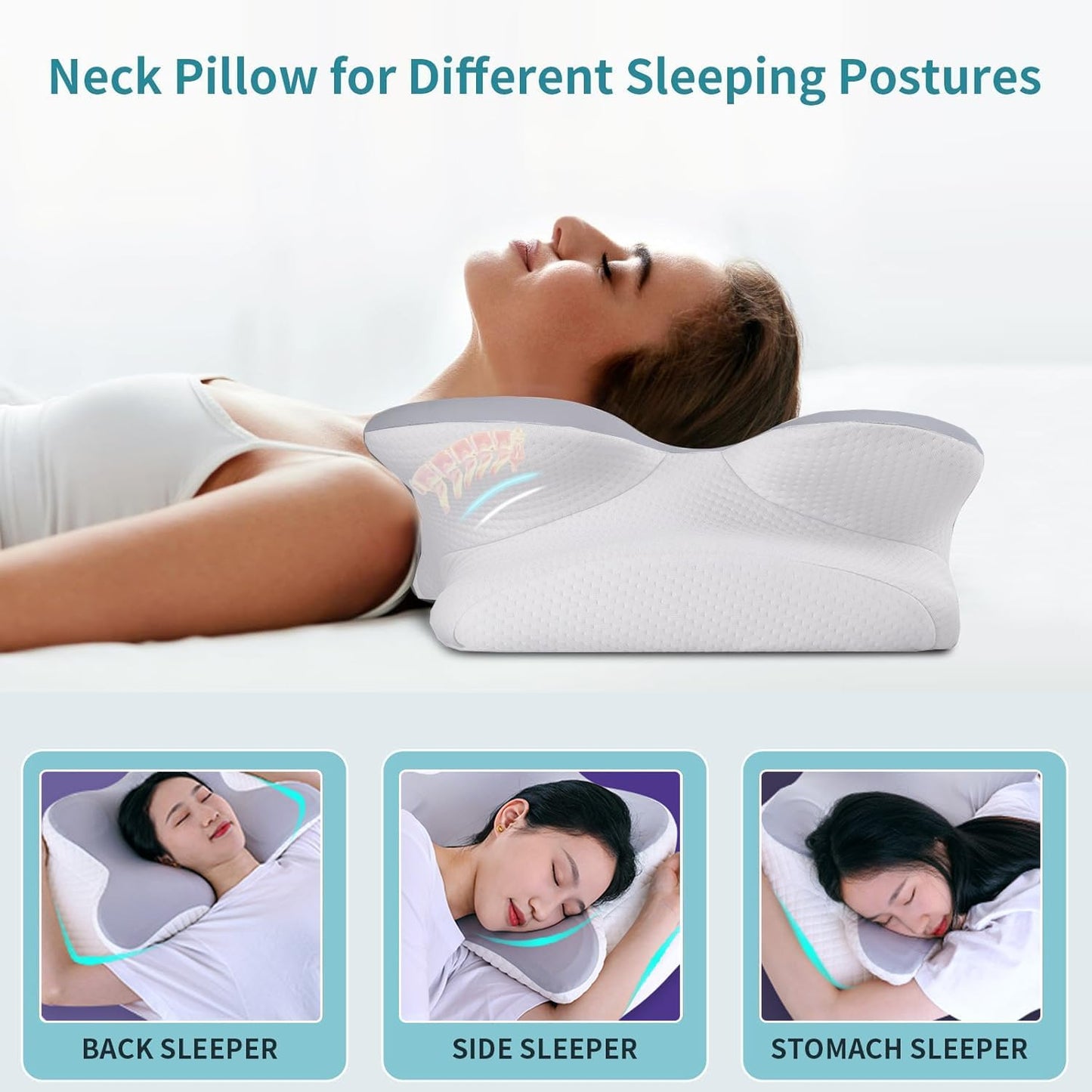 Comfort Series | Orthopaedic Pillow with Bamboo Fabric | Ergonomic Design for Neck Pain Relief 2