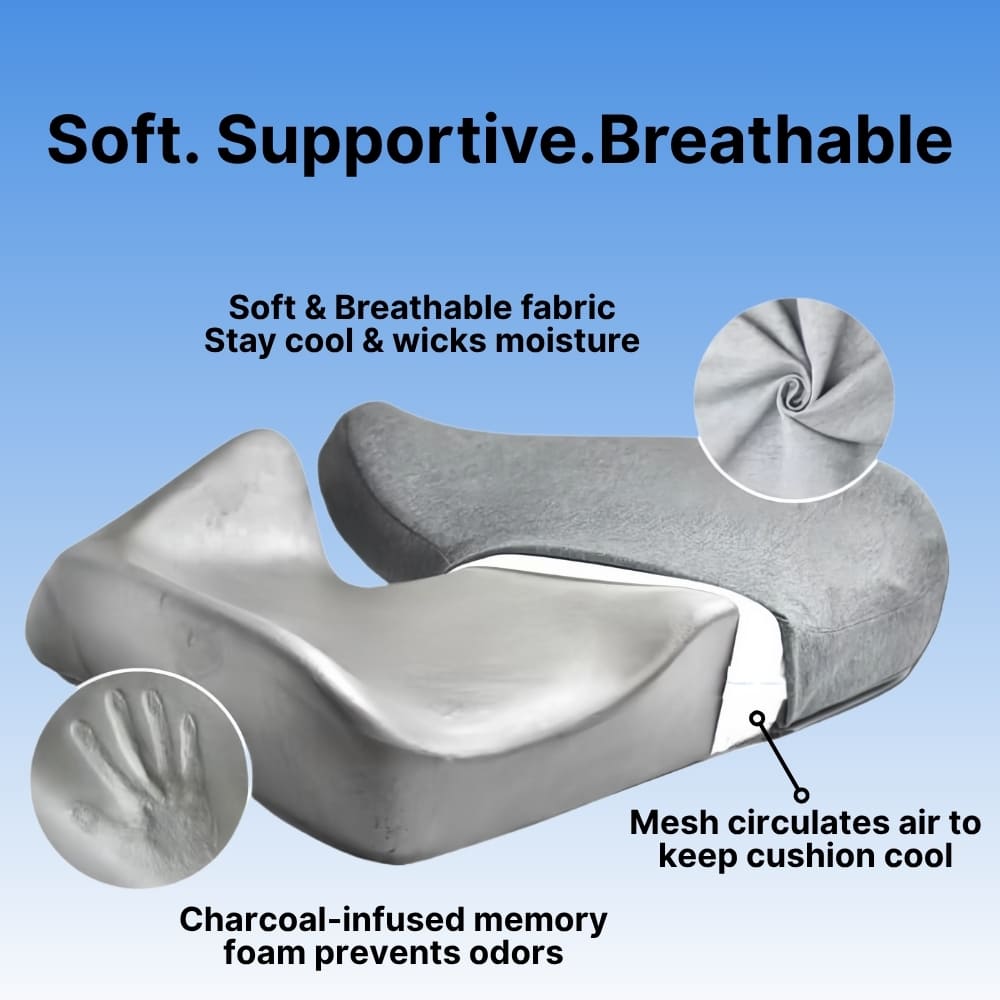 Comfort Set | Orthopedic Seat & Back Cushion with Ergonomic Design | Premium Memory Foam for All-Day Pain Relief 6