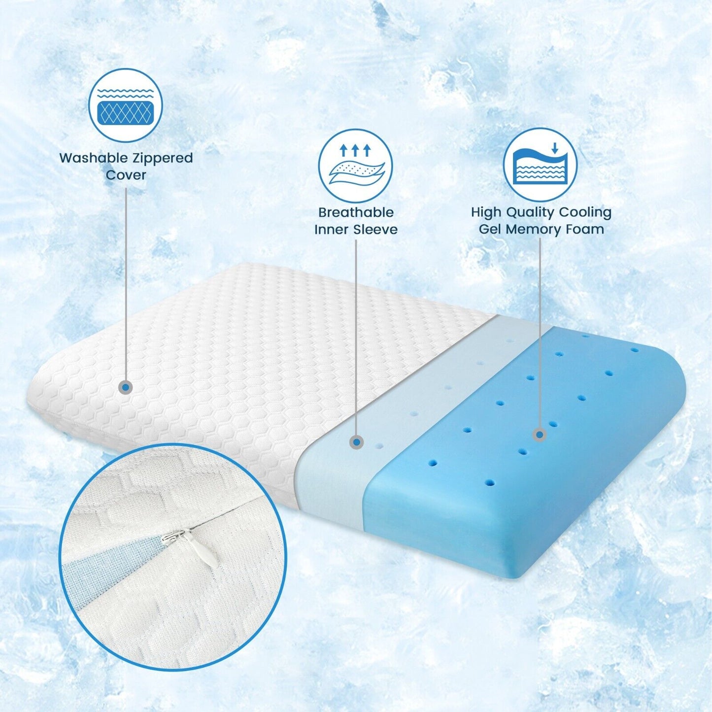 Comfort Sleep | Gel Foam Pillow with Air-flow Holes for Cool Sleep & Neck Pain Relief 4