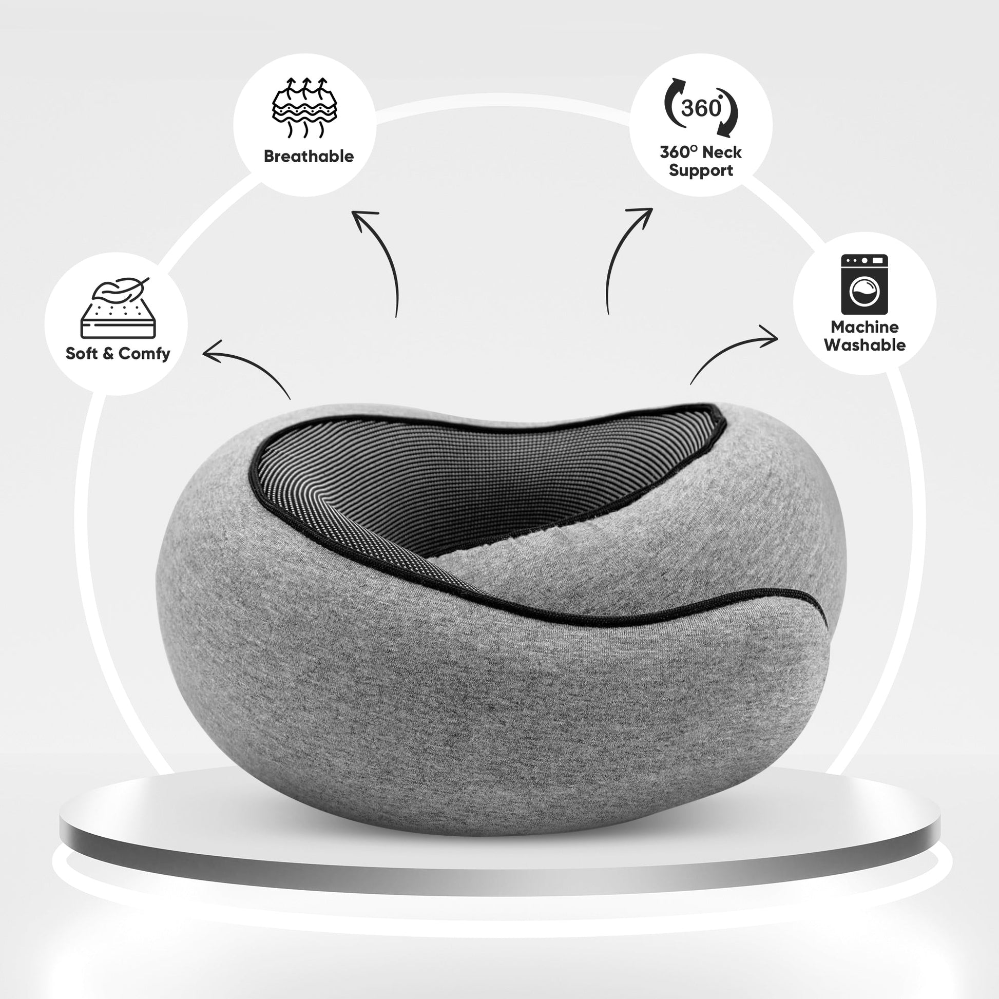 Comfort Travel | Ergonomic Neck Pillow for 360° Support | Compact Travel Neck Pillow for Restful Journeys 2
