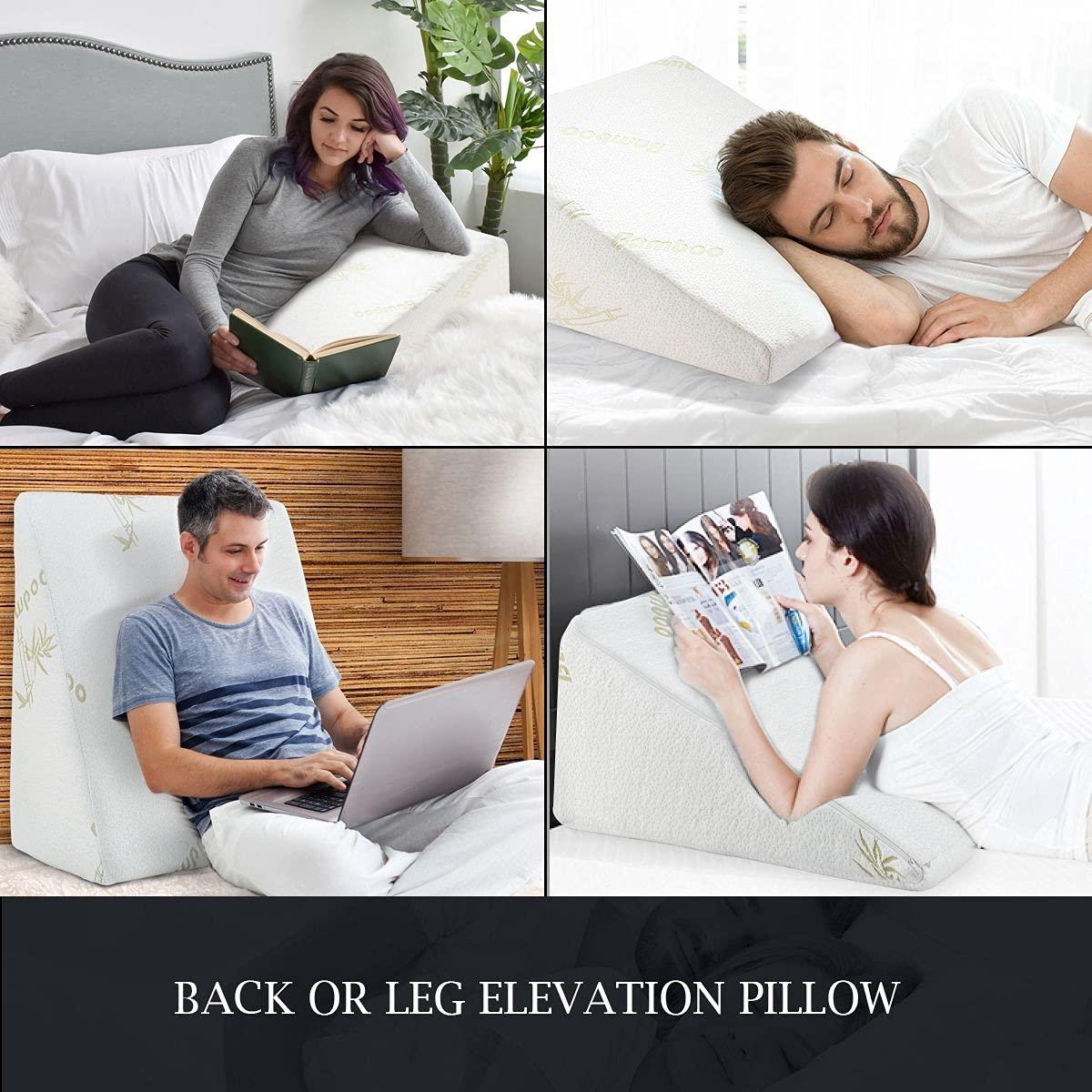 Comfort Wedge | Bed Wedge Pillow with Gel Memory Foam & Bamboo Cover | Supportive Design for Back and Leg Elevation 4