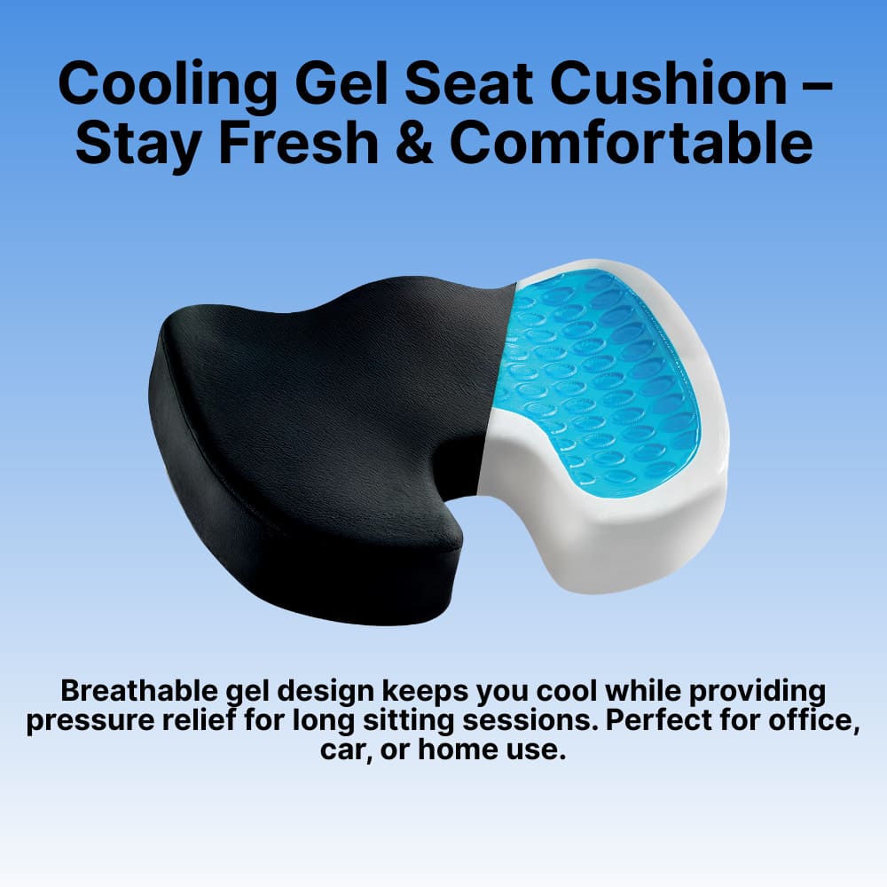 Cooling Gel Memory Foam Seat Cushion | X-Large Size with Ergonomic U-Shape | Non-Slip Design for Enhanced Comfort and Support 2