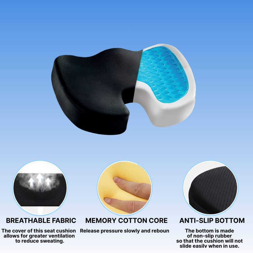 Cooling Gel Memory Foam Seat Cushion | X-Large Size with Ergonomic U-Shape | Non-Slip Design for Enhanced Comfort and Support 6