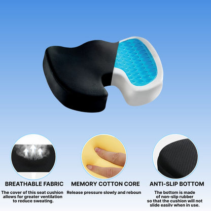 Cooling Gel Memory Foam Seat Cushion | X-Large Size with Ergonomic U-Shape | Non-Slip Design for Enhanced Comfort and Support 6