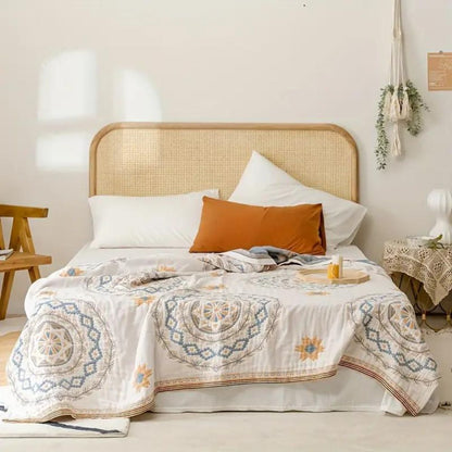 Cotton Boho Throw Blanket | Soft Mandala Design | Stylish Home Decor Accessory 0