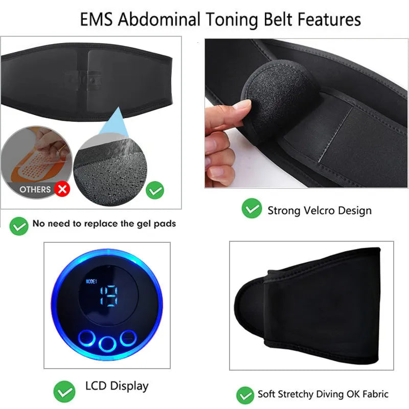 EMS Abdominal Trainer | USB Rechargeable Muscle Toning Device | Compact Design for Effortless Home Workouts 4