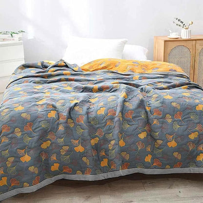 Elegant Ginkgo Leaf Quilt | Reversible Soft Throw Blanket for Cozy Home Decor 0