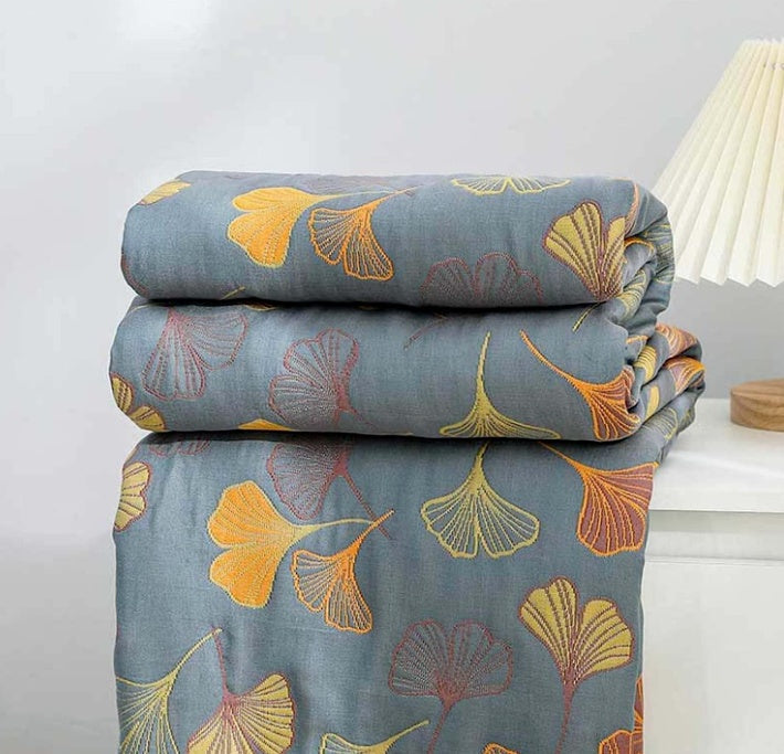 Elegant Ginkgo Leaf Quilt | Reversible Soft Throw Blanket for Cozy Home Decor 2