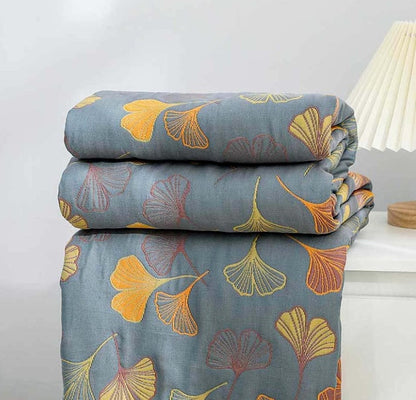 Elegant Ginkgo Leaf Quilt | Reversible Soft Throw Blanket for Cozy Home Decor 2