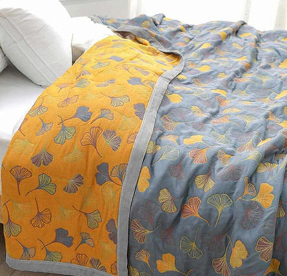 Elegant Ginkgo Leaf Quilt | Reversible Soft Throw Blanket for Cozy Home Decor 3