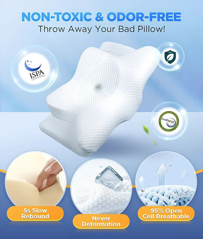 ErgoComfort | Neck Support Pillow with Memory Foam & Ergonomic Design | Ideal for Neck Pain Relief and Travel 3