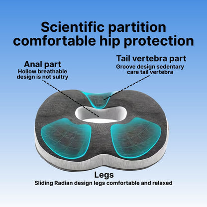 Ergonomic Coccyx Seat Cushion with Memory Foam & Washable Cover for Tailbone Relief 3