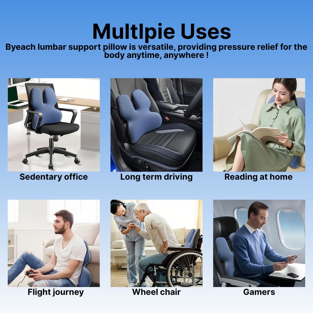 Ergonomic Lumbar Support Pillow with Adjustable Strap | High-Density Foam Cushion for Back Pain Relief 2