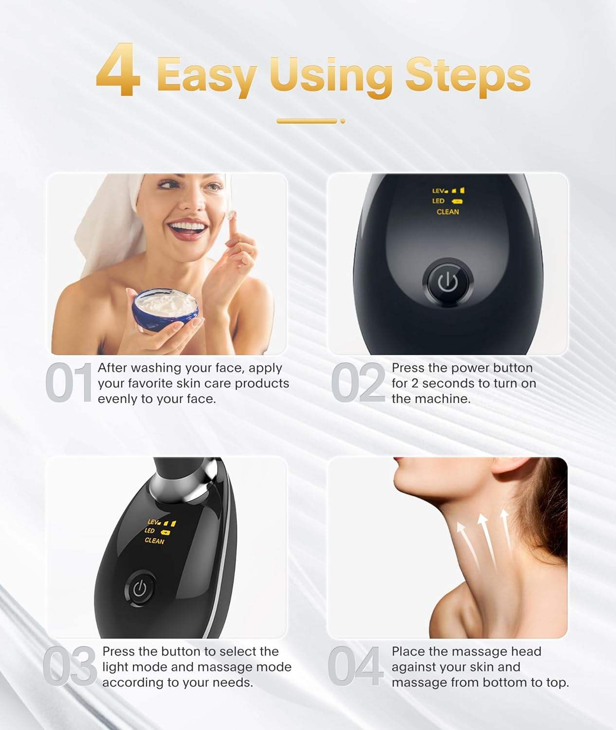 LED Light Therapy Face Massager with Multi-Color Modes for Youthful Skin 8