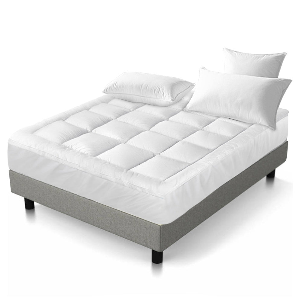 Luxury Mattress Topper | Cooling Pillowtop with 1000GSM Microfibre Filling | Mattress Topper Queen for Enhanced Sleep Comfort 0