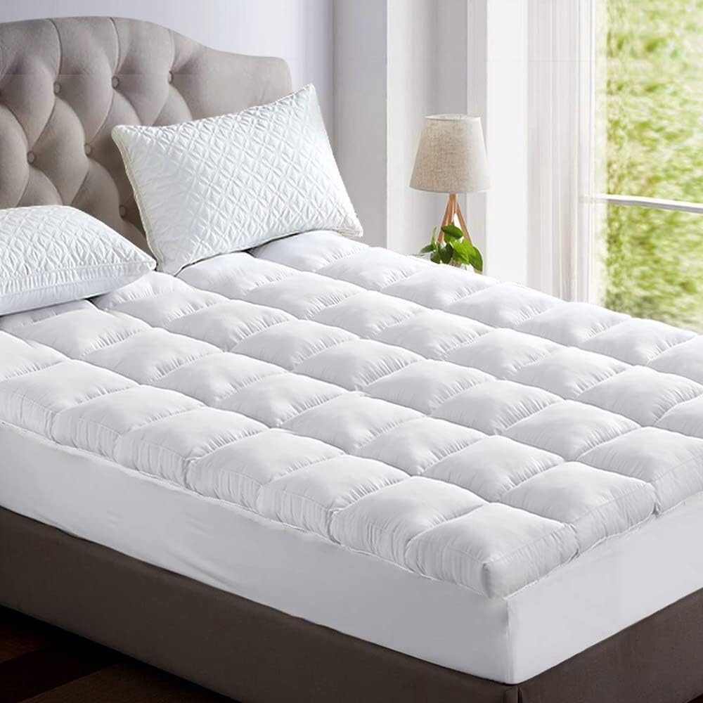 Luxury Mattress Topper | Cooling Pillowtop with 1000GSM Microfibre Filling | Mattress Topper Queen for Enhanced Sleep Comfort 1