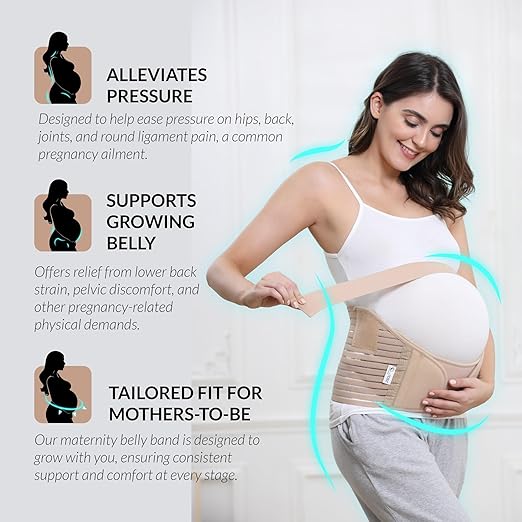 Maternity Support Band | Pregnancy Belly Band for Comfort & Pain Relief | Adjustable Sizes for Expecting Mothers 3