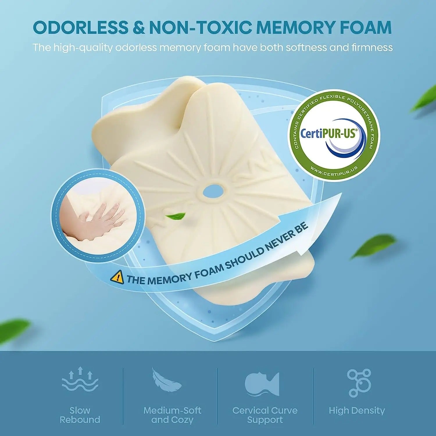 Odourless Orthopedic Pillow with Ergonomic Design & Dual-Height Support for Neck Pain Relief 5