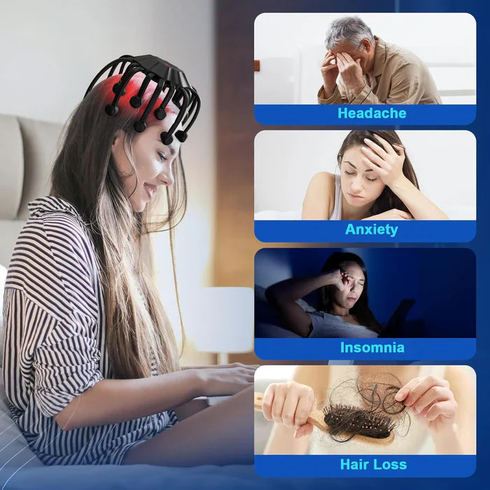 Relaxation Haven | Electric Scalp Massager with 5 Modes & Bluetooth Music | Portable Design for Stress Relief 1