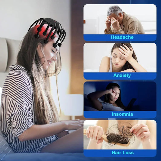 Relaxation Haven | Electric Scalp Massager with 5 Modes & Bluetooth Music | Portable Design for Stress Relief 1