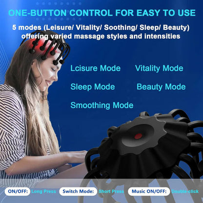Relaxation Haven | Electric Scalp Massager with 5 Modes & Bluetooth Music | Portable Design for Stress Relief 4