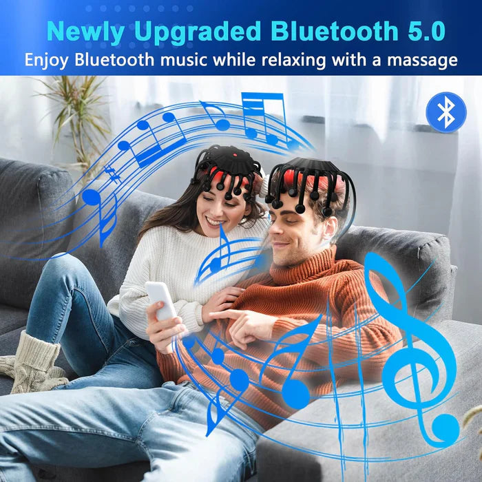 Relaxation Haven | Electric Scalp Massager with 5 Modes & Bluetooth Music | Portable Design for Stress Relief 5