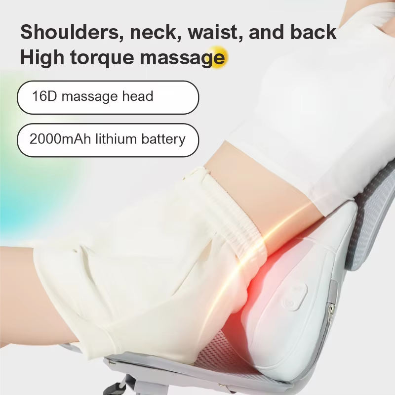 Relaxation Haven | Massage Pillow with 3D Kneading & Heat Therapy | Ergonomic Design for Ultimate Muscle Relief 3