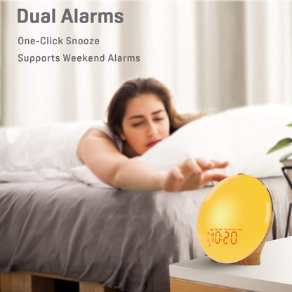 Sunrise Alarm Clock | Light Alarm Clock with Dual Alarms & FM Radio | Colorful Night Light for Gentle Mornings 5