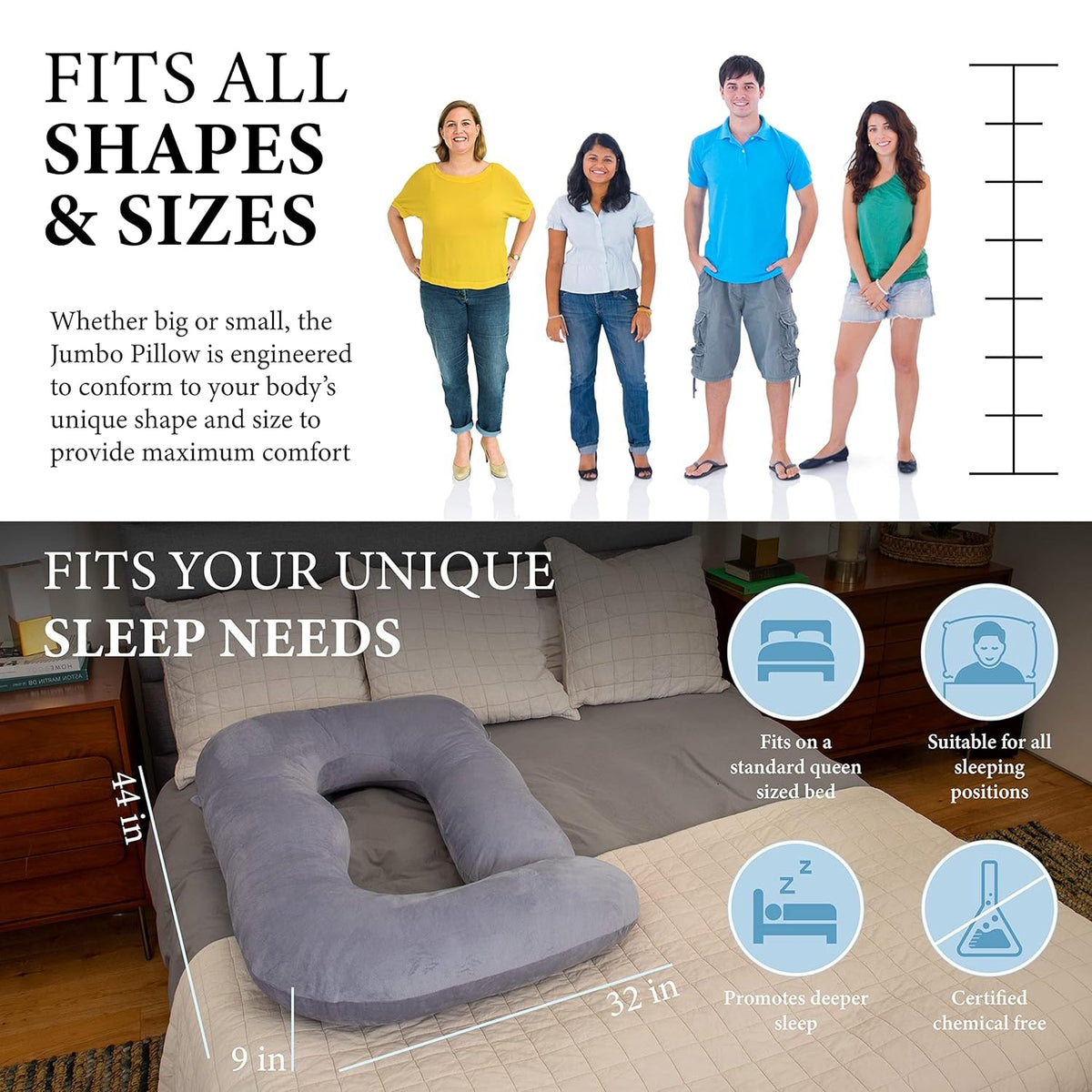 U-Shaped Pregnancy Pillow for Full Body Support with Removable Cover | Ideal Maternity Comfort for Better Sleep 3