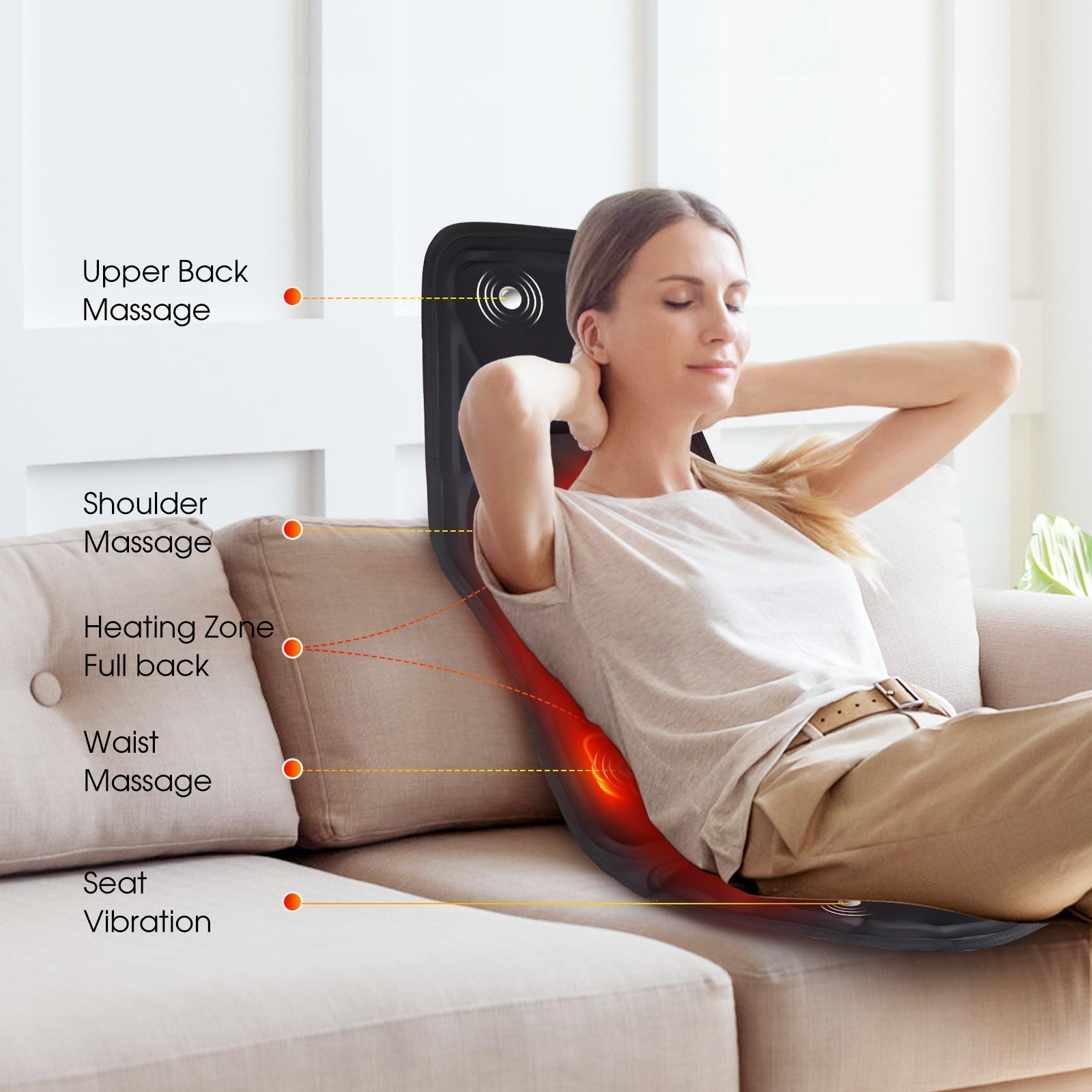 Ultimate Massage Cushion | Full Body Seat Massager with 8 Modes | Adjustable Intensity for Relaxation in Home or Vehicle 1