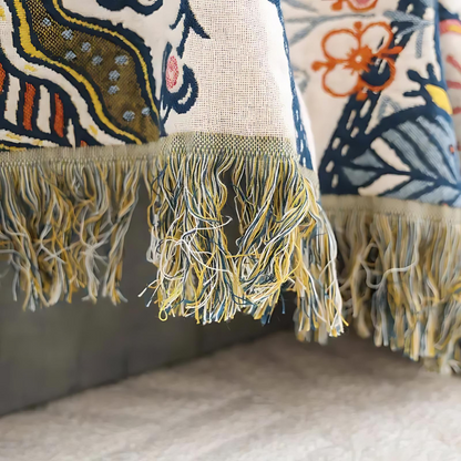 Unisex Cotton Floral Throw Blanket | Elegant Reversible All-Season Accent Blanket 3